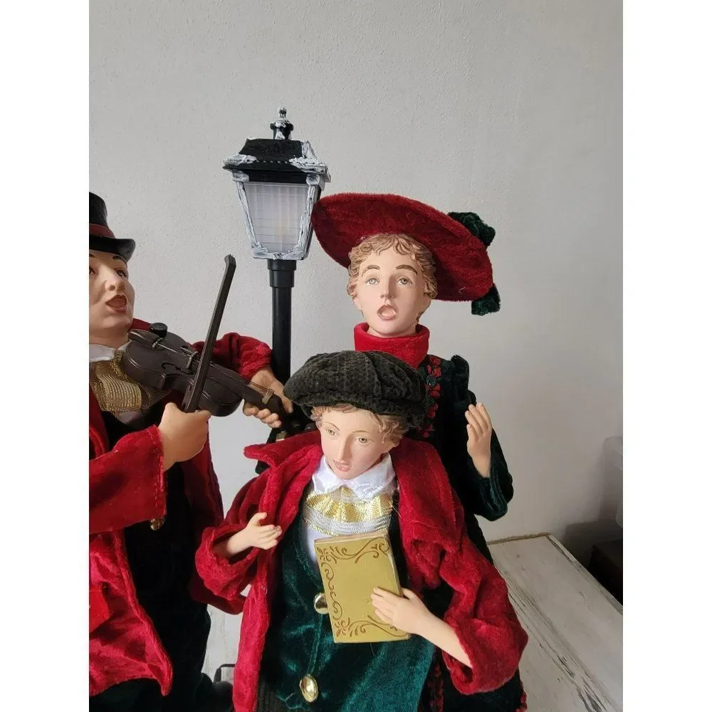 Christmas International AS IS Victorian caroler family animated motion Xmas deco